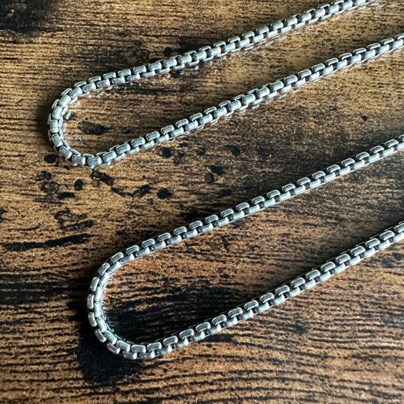 David Yurman Small Box Chain Necklace w/ 14K Gold - 2.7mm - 35.75" - Picture 5 of 15